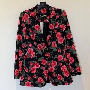 Alice and Olivia Floral Pink Rose Print Blazer